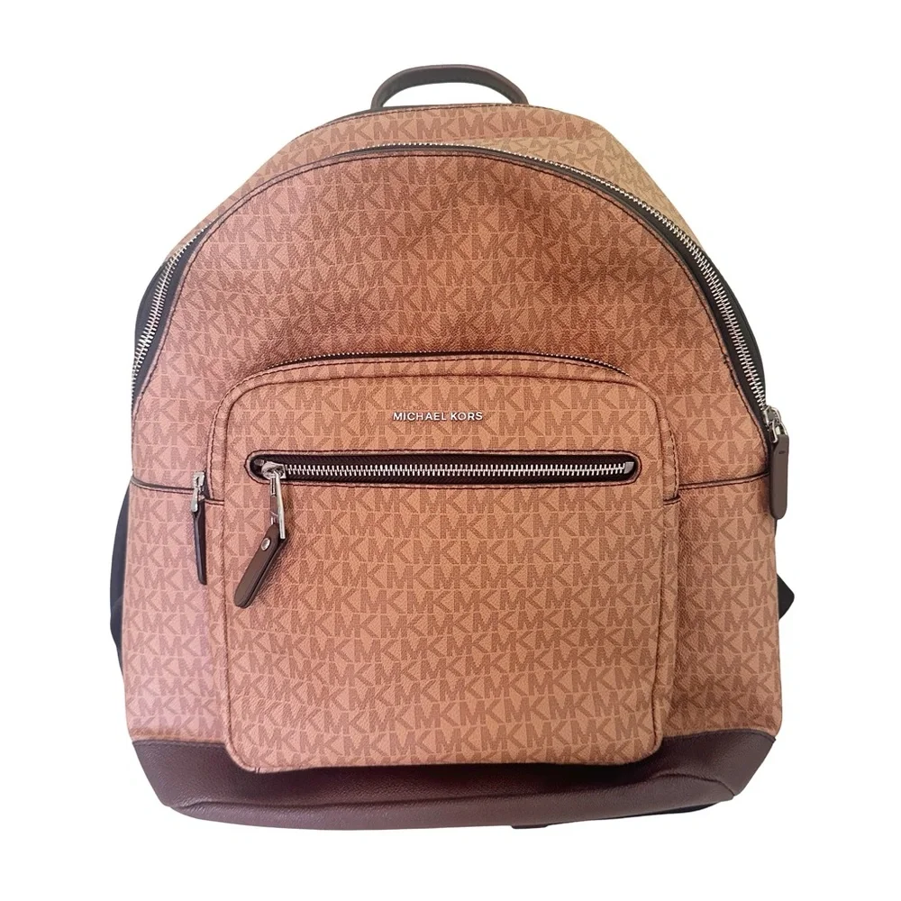 Michael Kors Hudson Logo Canvas Leather Large Backpack